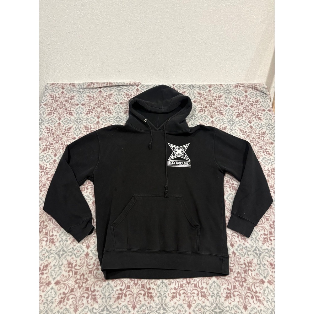 Boxind.net Graphic Hoodie Black Mens Star Logo Pullover Sweatshirt Streetwear